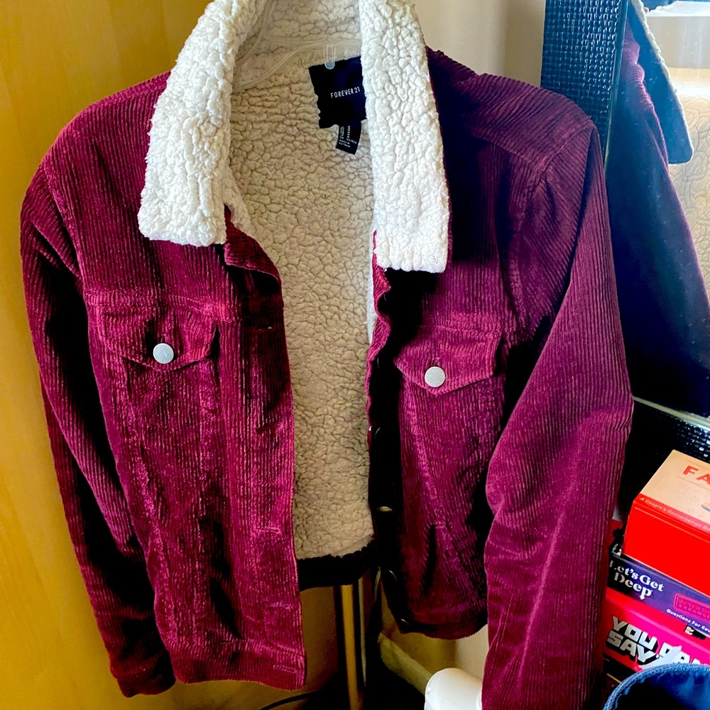 Burgundy/ egg plant color crop jacket
